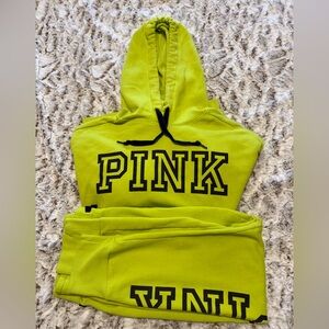 Victorias Secret neon green PINK Hoodie and Sweatpants Set